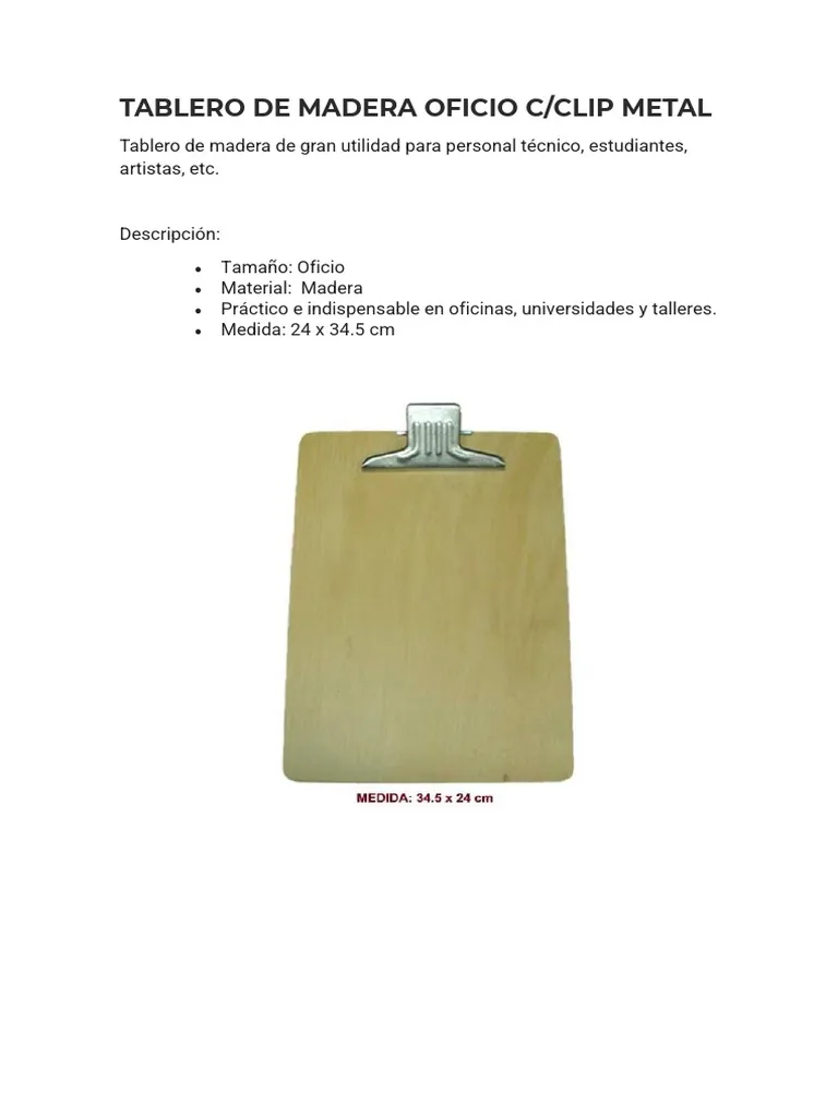 TABLERO DE MADERA OFICIO LANCER