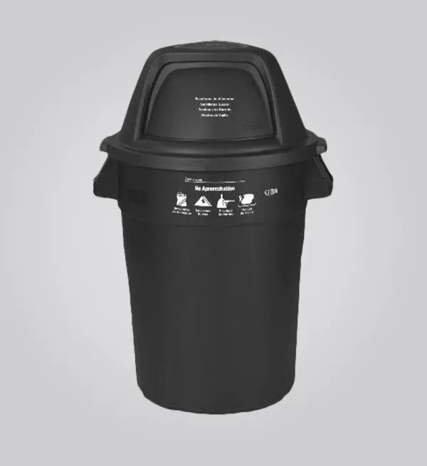 TACHO DE BASURA ESTRA 121 LITROS NEGRO CON TAPA BUZN